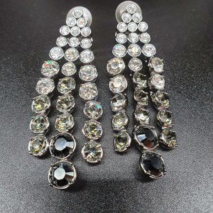💜 Signed Swarovski Gunmetal Clip Earrings
